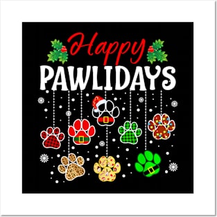 Happy Pawlidays Christmas Dog Paw Xmas Dogs Lover Posters and Art